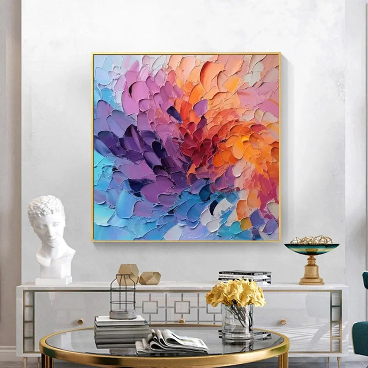 COLORFUL WHIRL: Textured Abstract Painting, Impasto Wall Art, Square Canvas, Modern Decor - Image 2