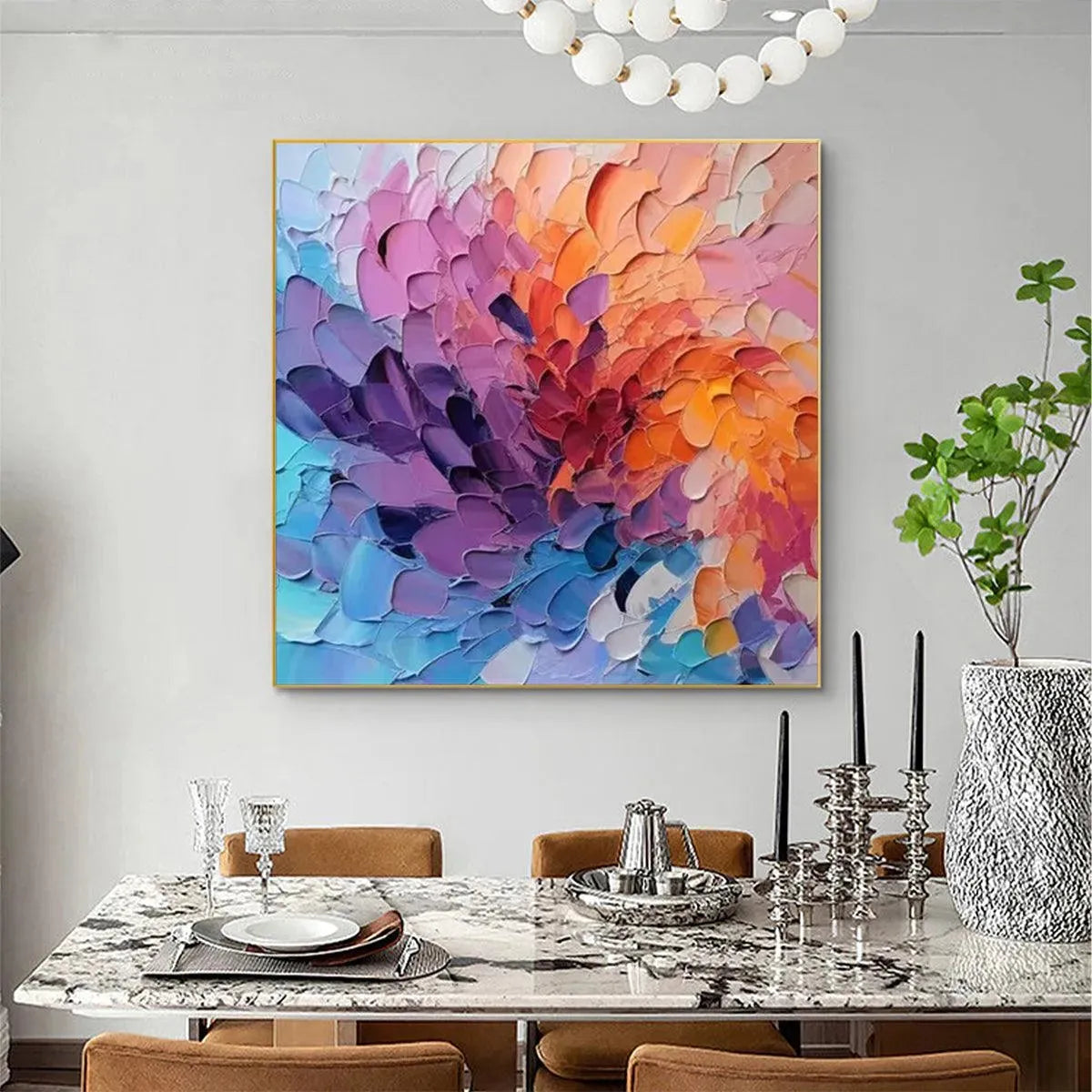 COLORFUL WHIRL: Textured Abstract Painting, Impasto Wall Art, Square Canvas, Modern Decor - Image 5