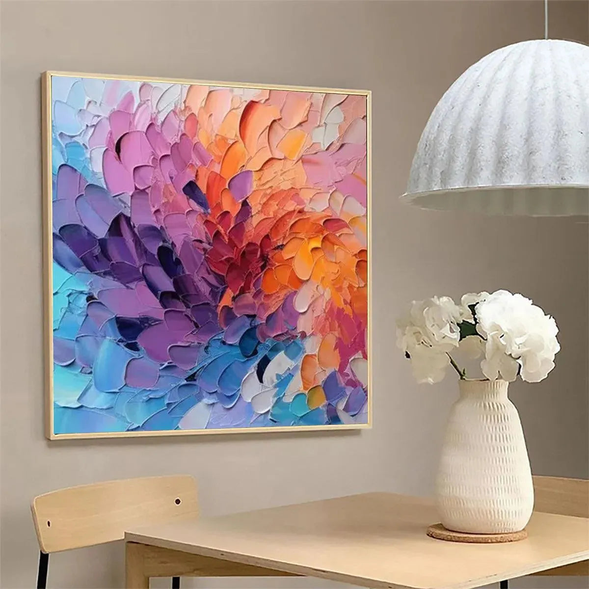 COLORFUL WHIRL: Textured Abstract Painting, Impasto Wall Art, Square Canvas, Modern Decor - Image 8