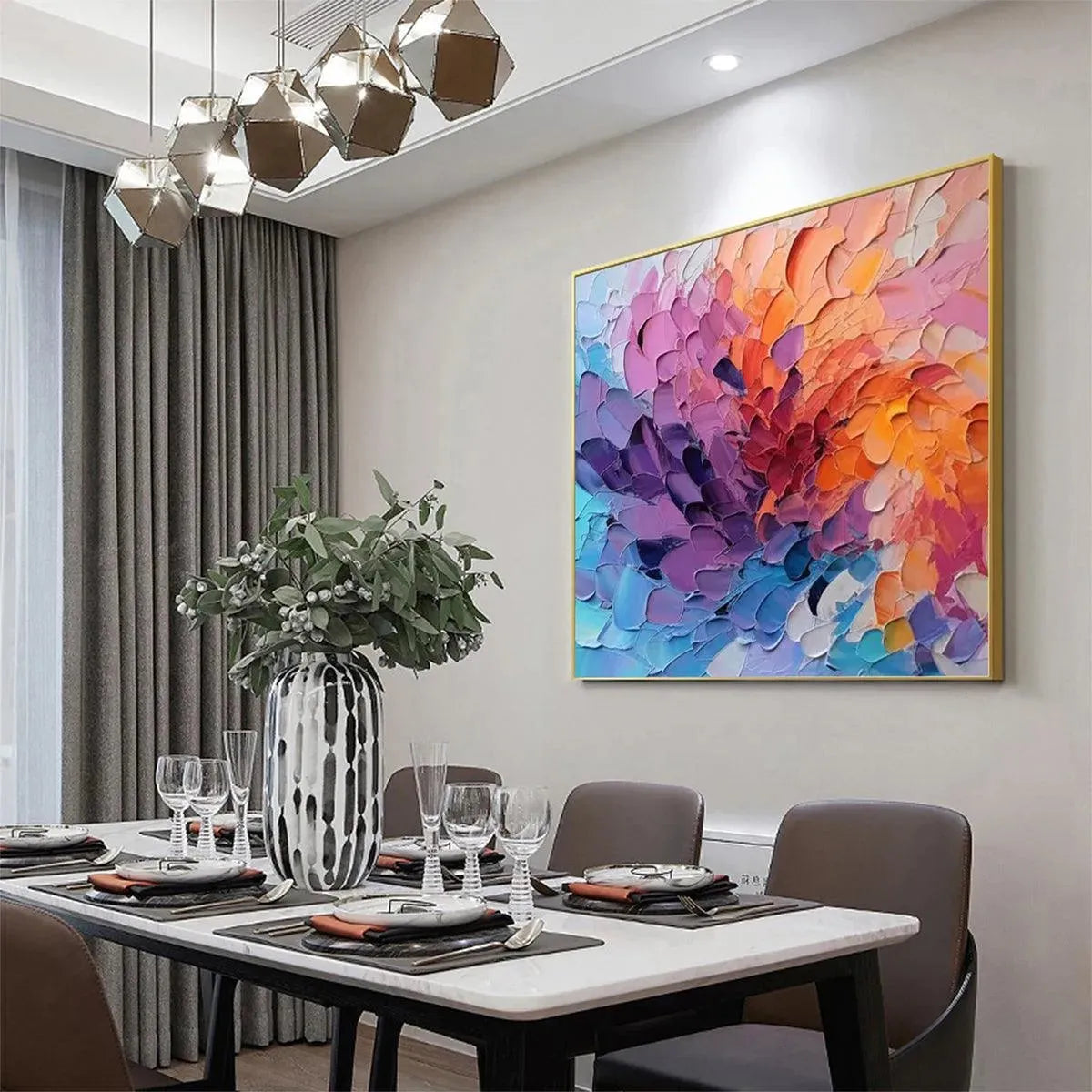 COLORFUL WHIRL: Textured Abstract Painting, Impasto Wall Art, Square Canvas, Modern Decor - Image 9