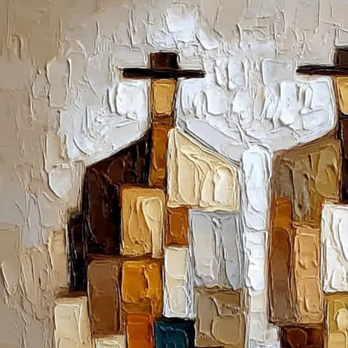 COMPANIONS: Heavy Texture Abstract Figurative Palette Knife Oil Painting - Image 3