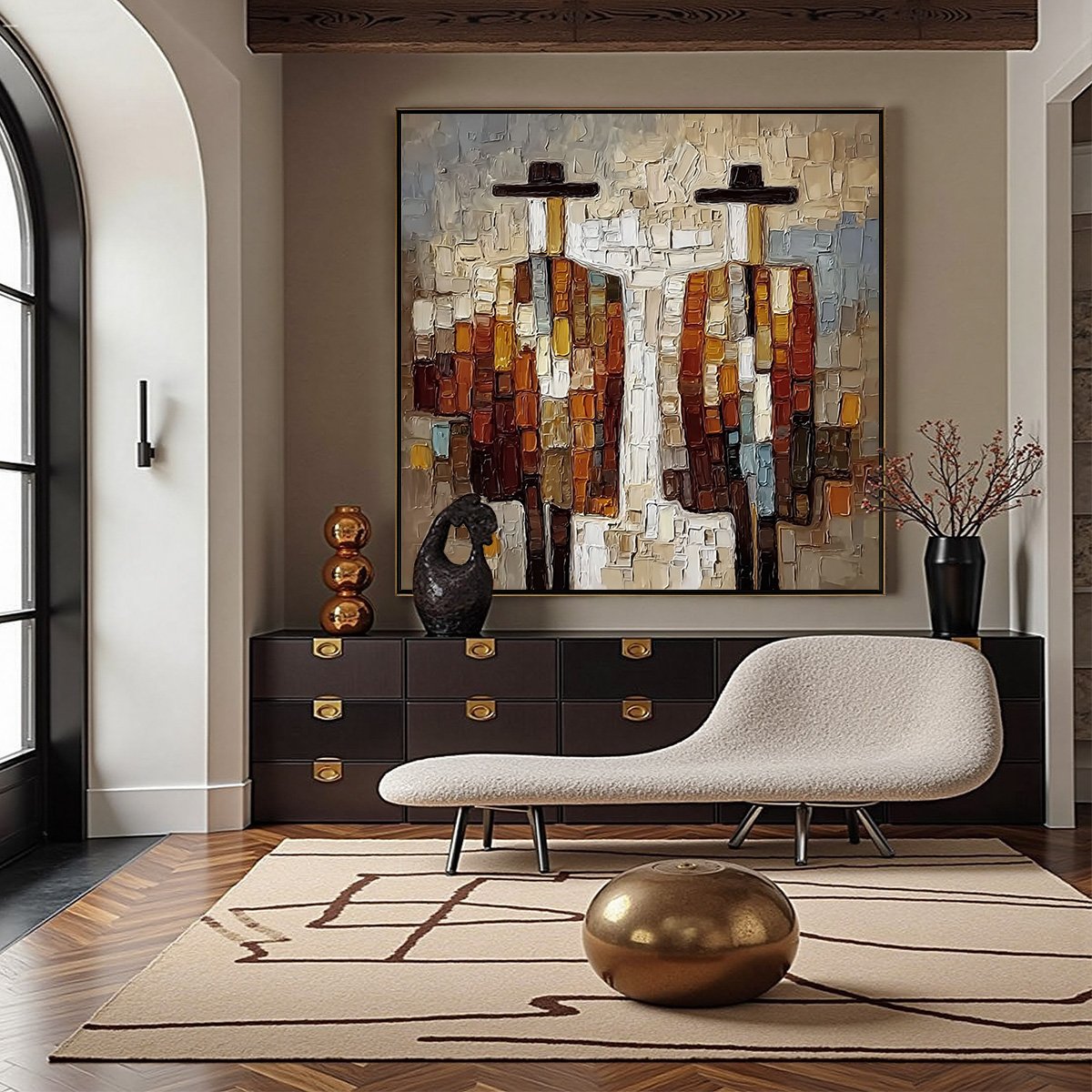 COMPANIONS: Textured Impasto Abstract Figurative Wall Art - Image 4