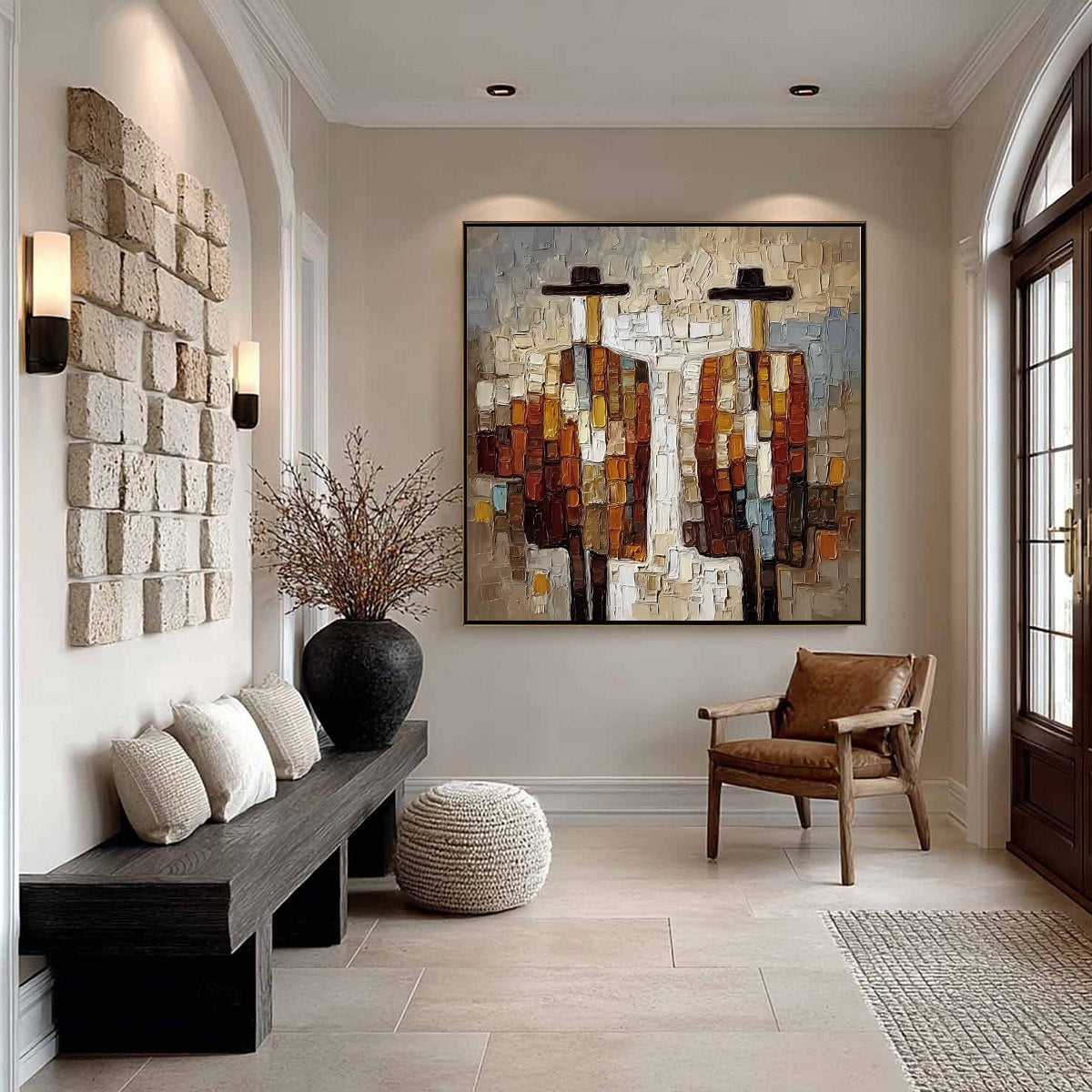 COMPANIONS: Textured Impasto Abstract Figurative Wall Art - Image 6