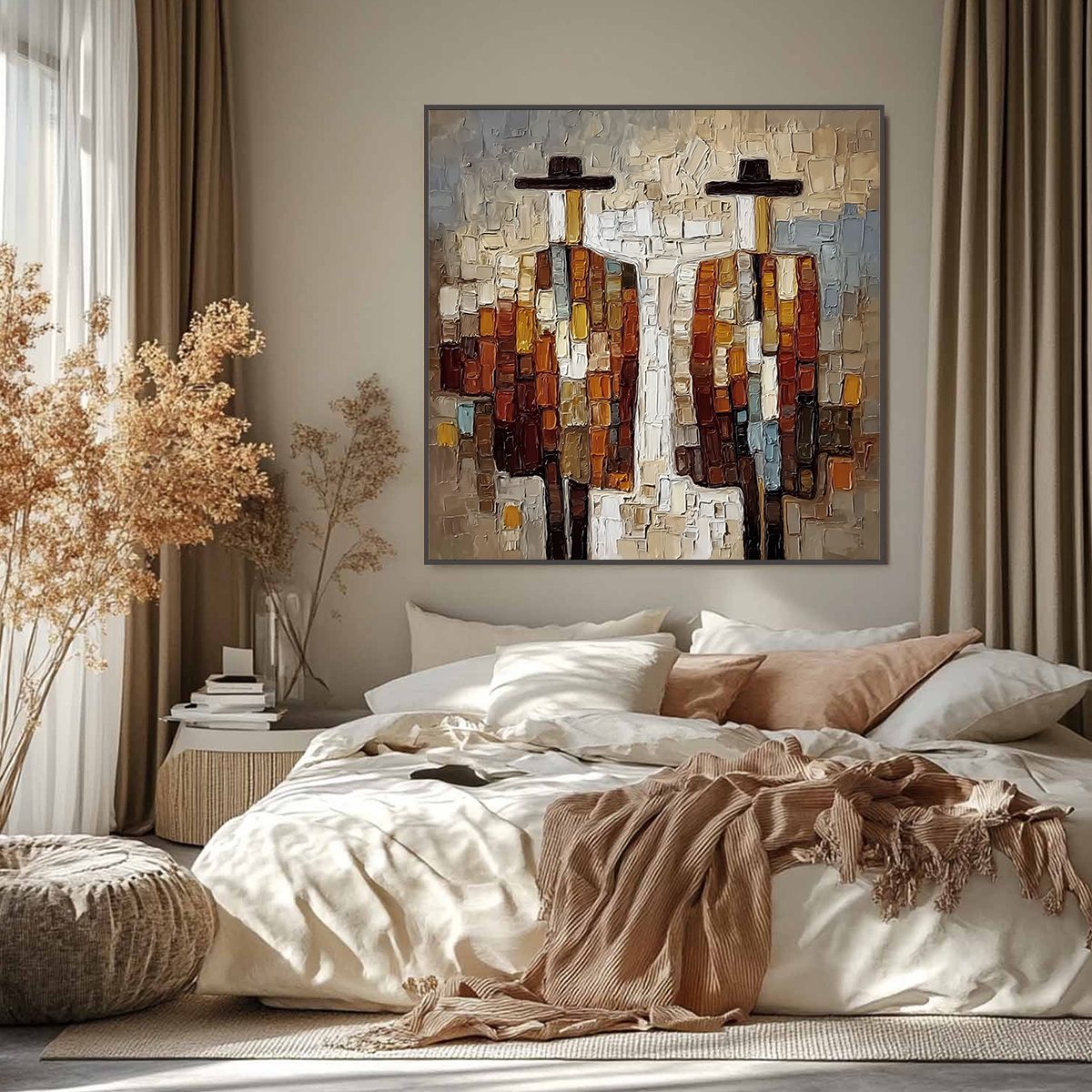 COMPANIONS: Textured Impasto Abstract Figurative Wall Art - Image 2