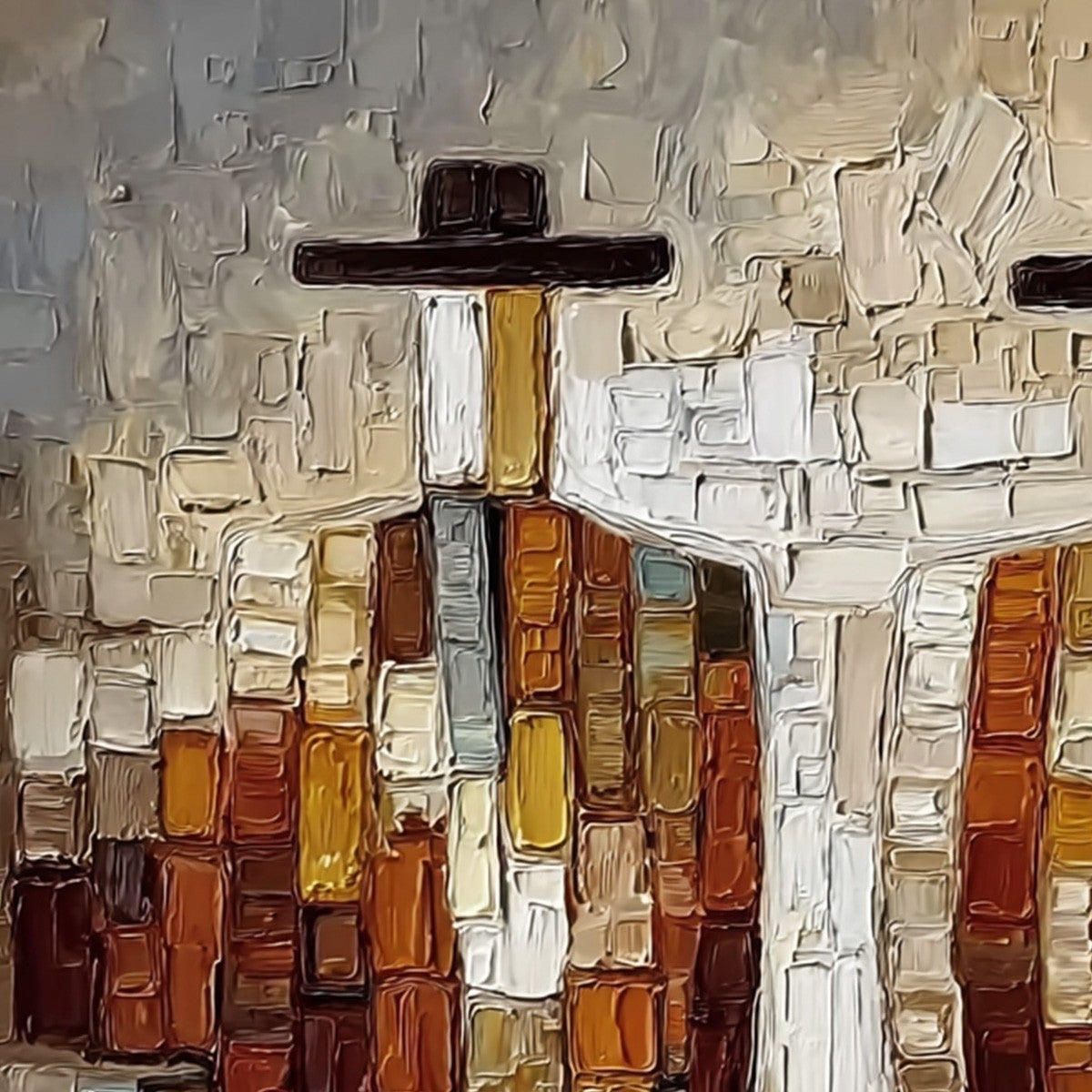 COMPANIONS: Textured Impasto Abstract Figurative Wall Art - Image 5