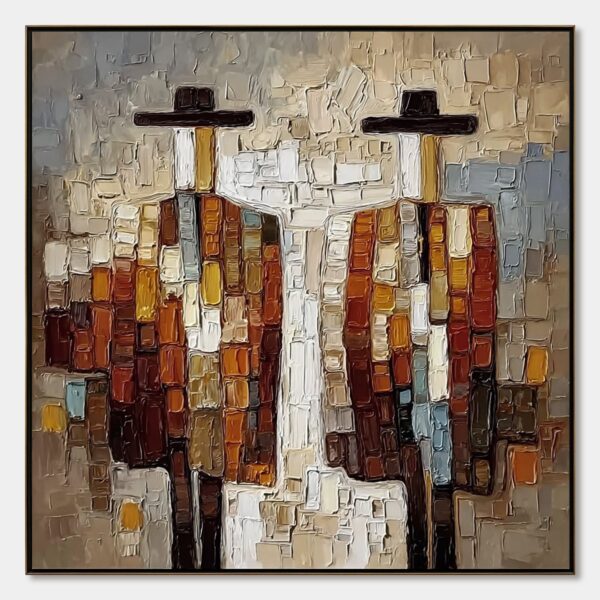 COMPANIONS: Textured Impasto Abstract Figurative Wall Art