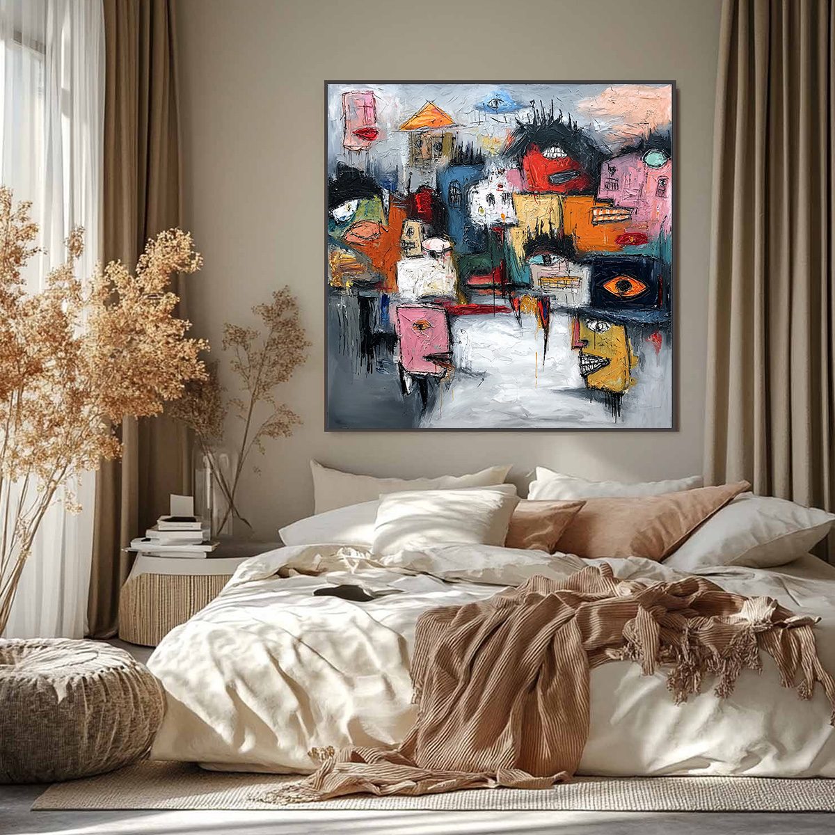 CONCRETE CARNIVAL: Large Colorful Abstract Impasto Cityscape Painting - Image 6