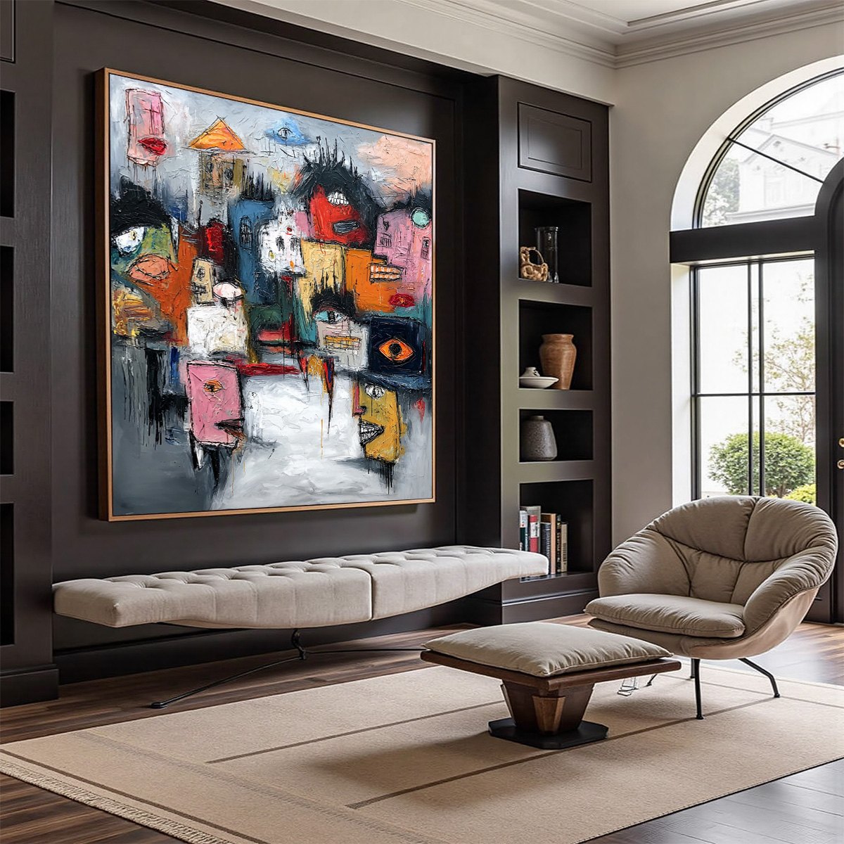 CONCRETE CARNIVAL: Large Colorful Abstract Impasto Cityscape Painting - Image 7
