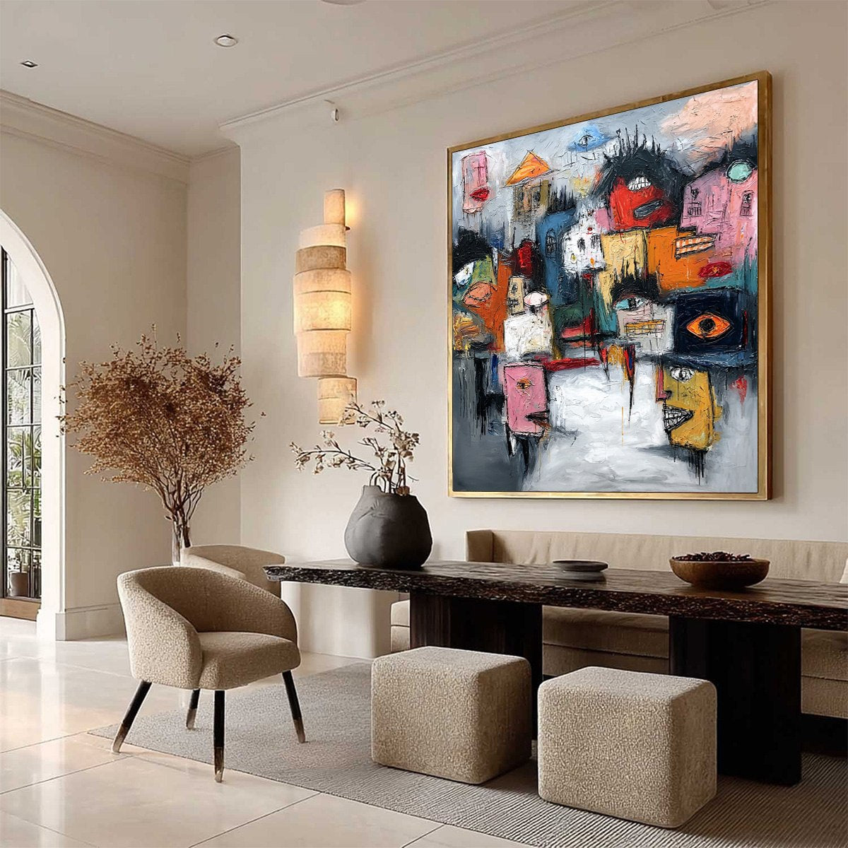 CONCRETE CARNIVAL: Large Colorful Abstract Impasto Cityscape Painting - Image 8