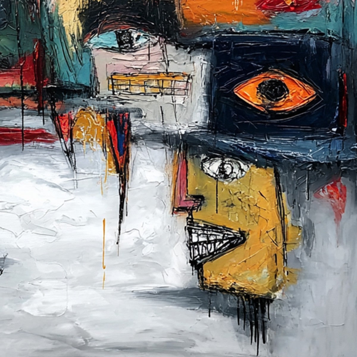 CONCRETE CARNIVAL: Large Colorful Abstract Impasto Cityscape Painting - Image 3