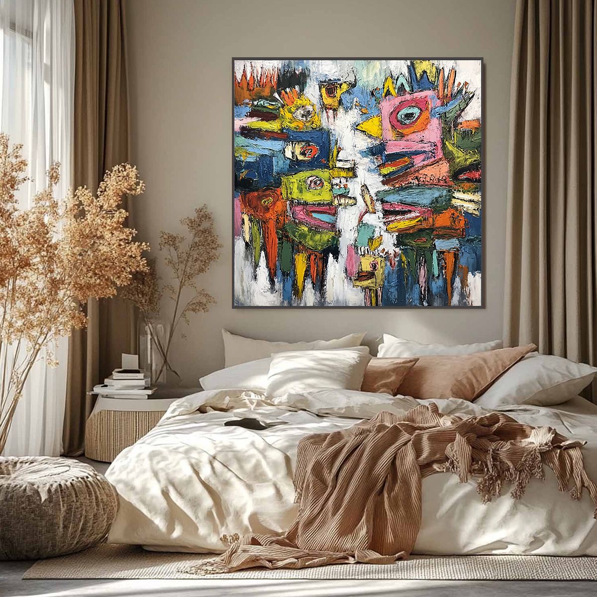 CONCRETE CARNIVAL: Large Colorful Abstract Impasto Wall Art - Image 6