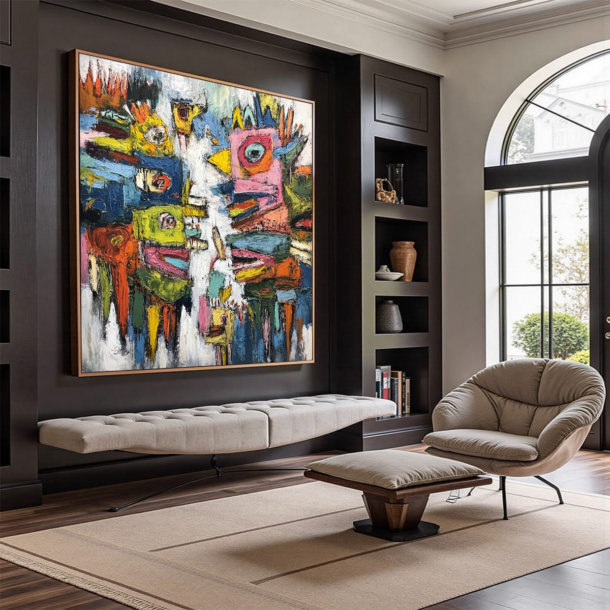 CONCRETE CARNIVAL: Large Colorful Abstract Impasto Wall Art - Image 7