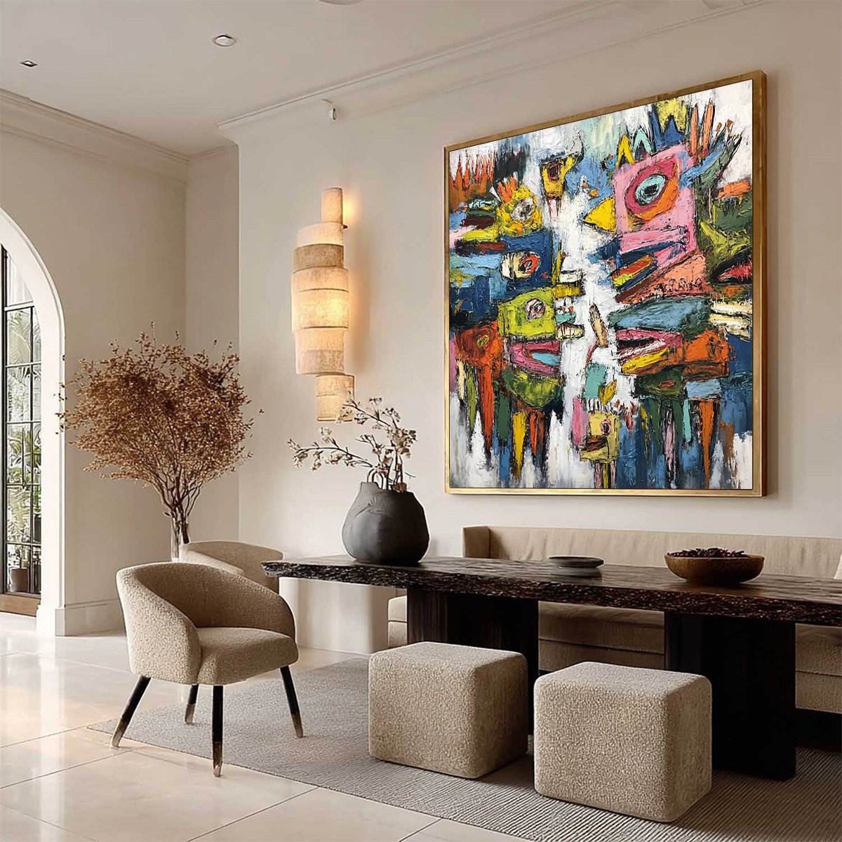 CONCRETE CARNIVAL: Large Colorful Abstract Impasto Wall Art - Image 8