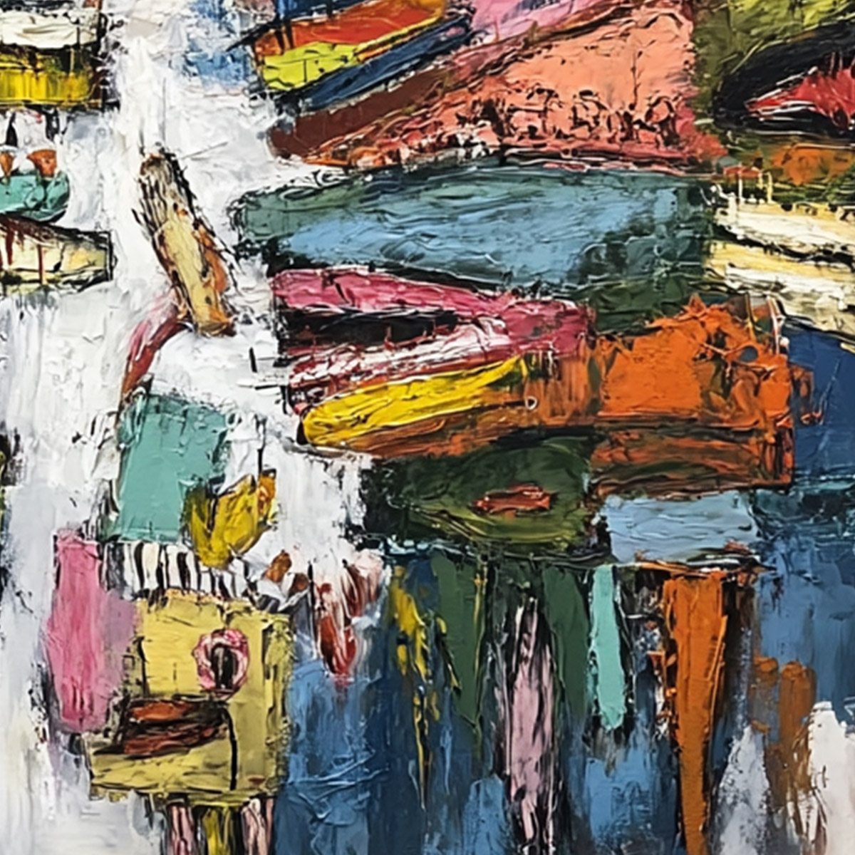 CONCRETE CARNIVAL: Large Colorful Abstract Impasto Wall Art - Image 5
