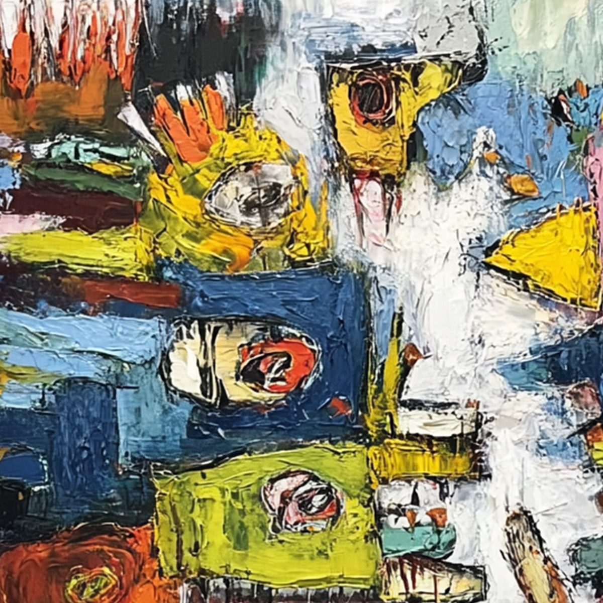 CONCRETE CARNIVAL: Large Colorful Abstract Impasto Wall Art - Image 3