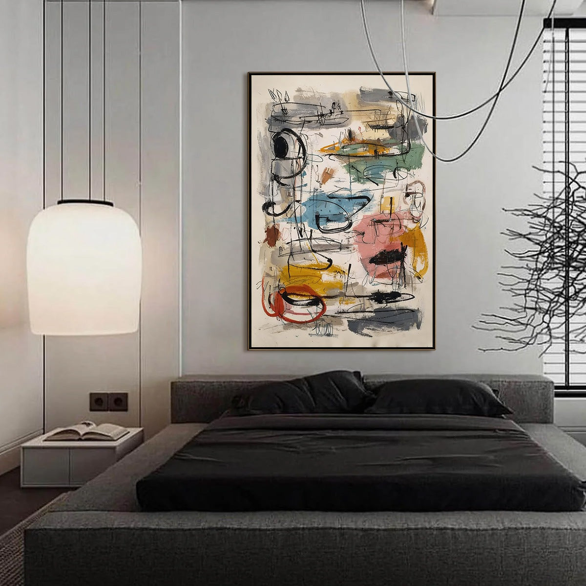 CONCRETE JUNGLE SYMPHONY: Large Vertical Colorful Abstract Wall Art - Image 4