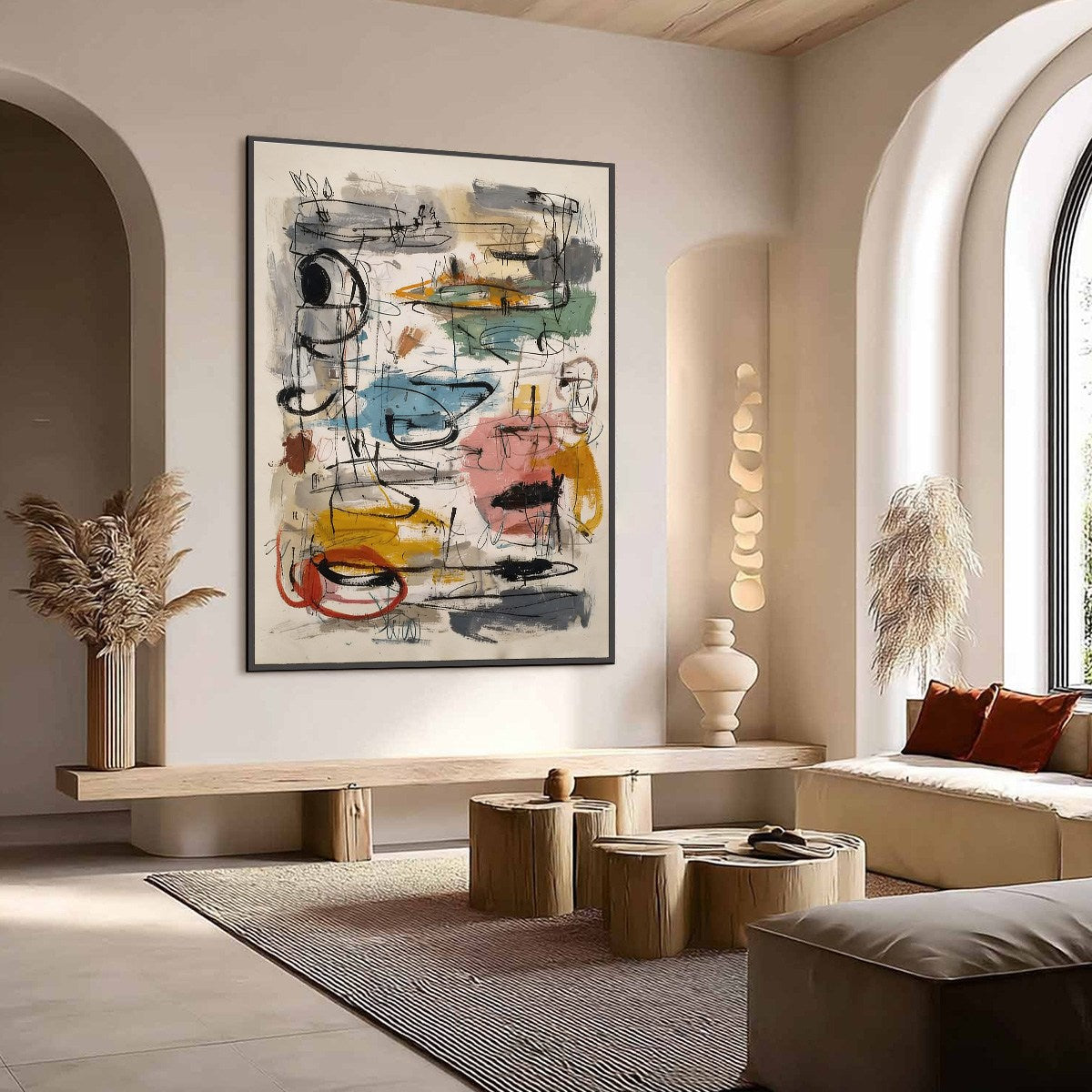 CONCRETE JUNGLE SYMPHONY: Large Vertical Colorful Abstract Wall Art - Image 7