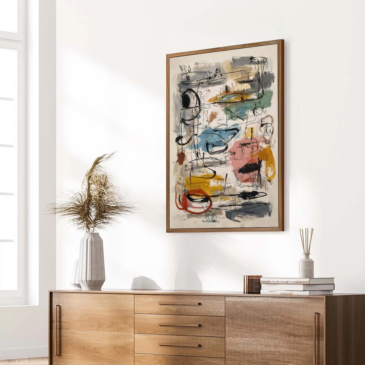 CONCRETE JUNGLE SYMPHONY: Large Vertical Colorful Abstract Wall Art - Image 8