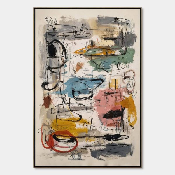 CONCRETE JUNGLE SYMPHONY: Large Vertical Colorful Abstract Wall Art