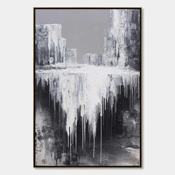 CONCRETE CASCADE: Textured Black and White Abstract Cityscape