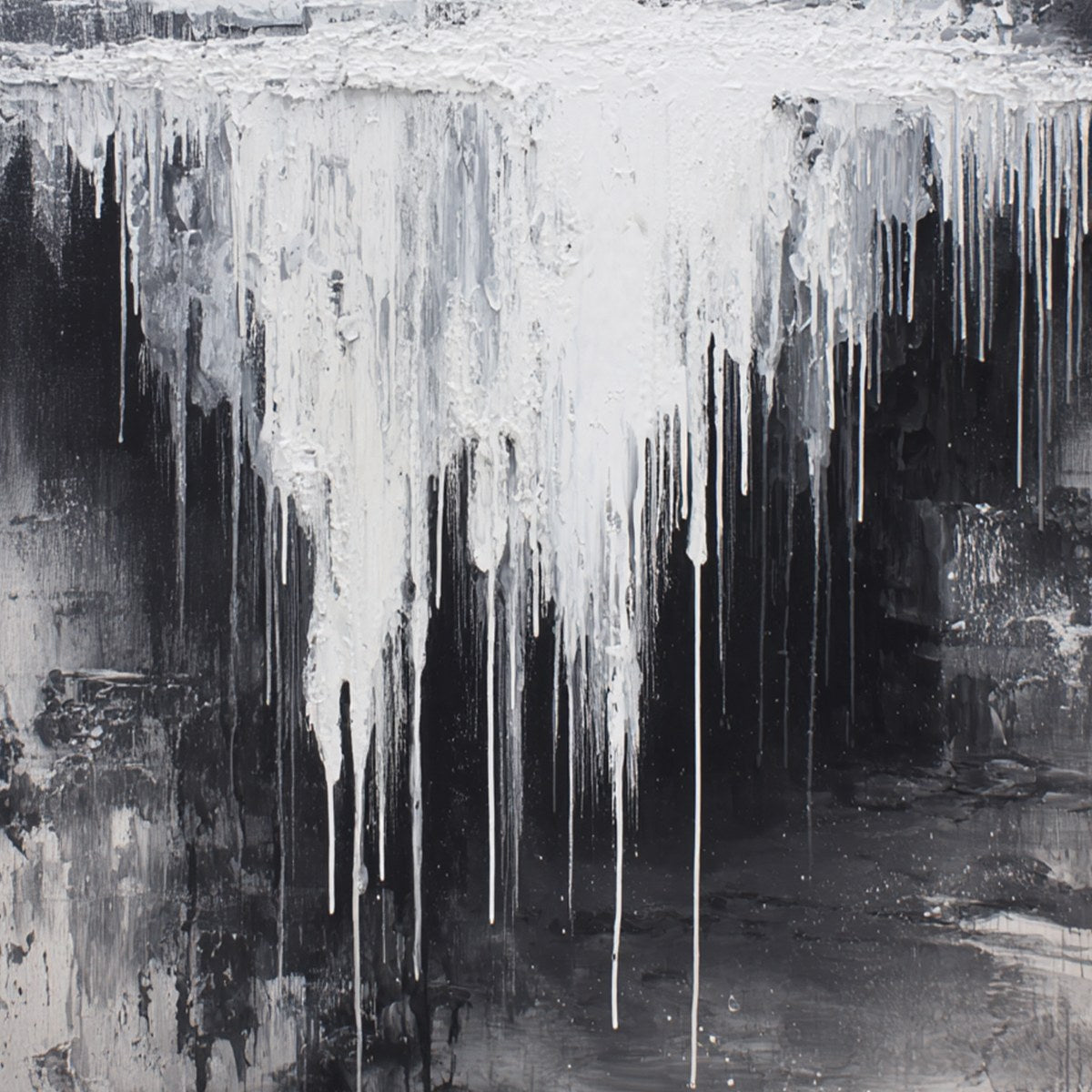 CONCRETE CASCADE: Textured Black and White Abstract Cityscape - Image 5