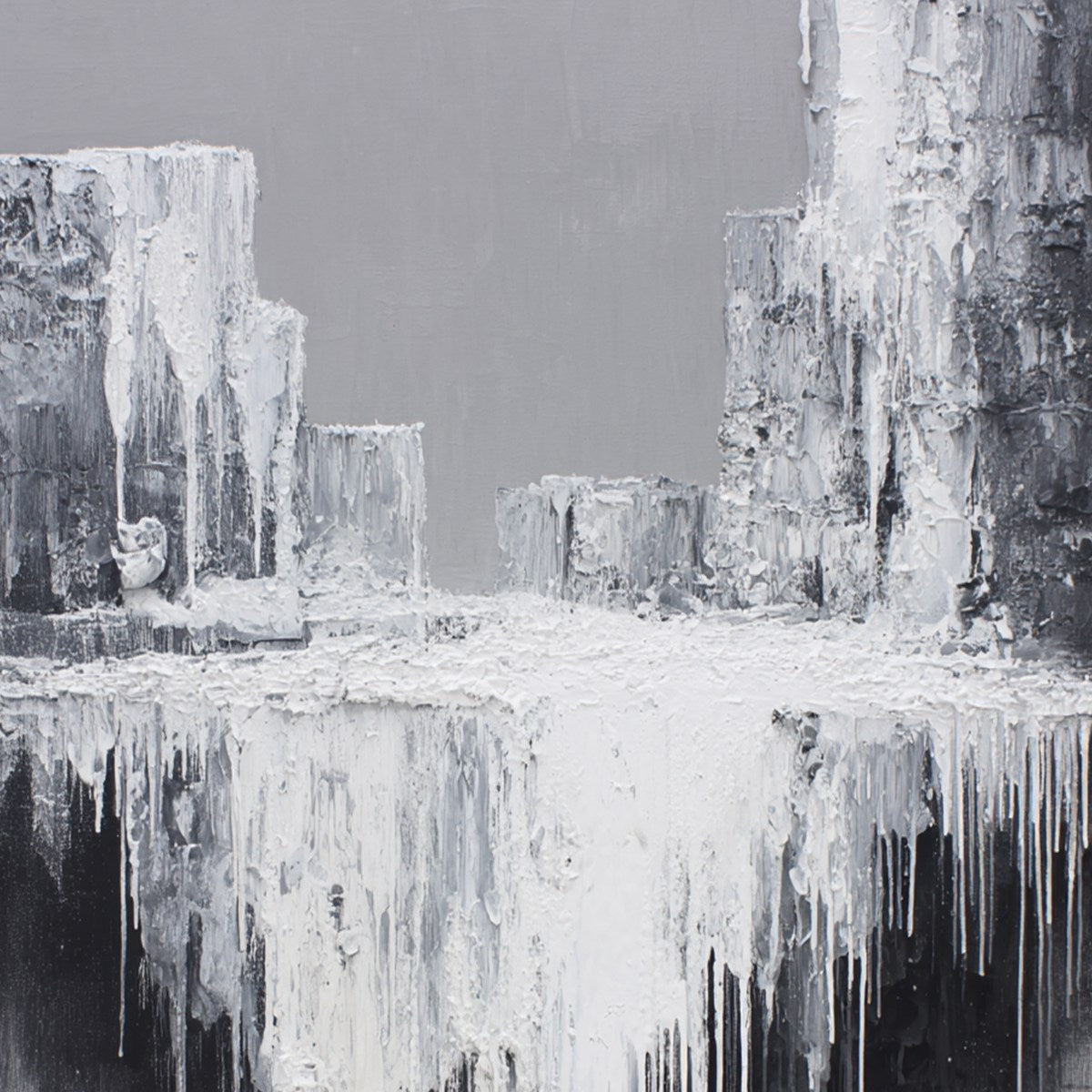 CONCRETE CASCADE: Textured Black and White Abstract Cityscape - Image 3
