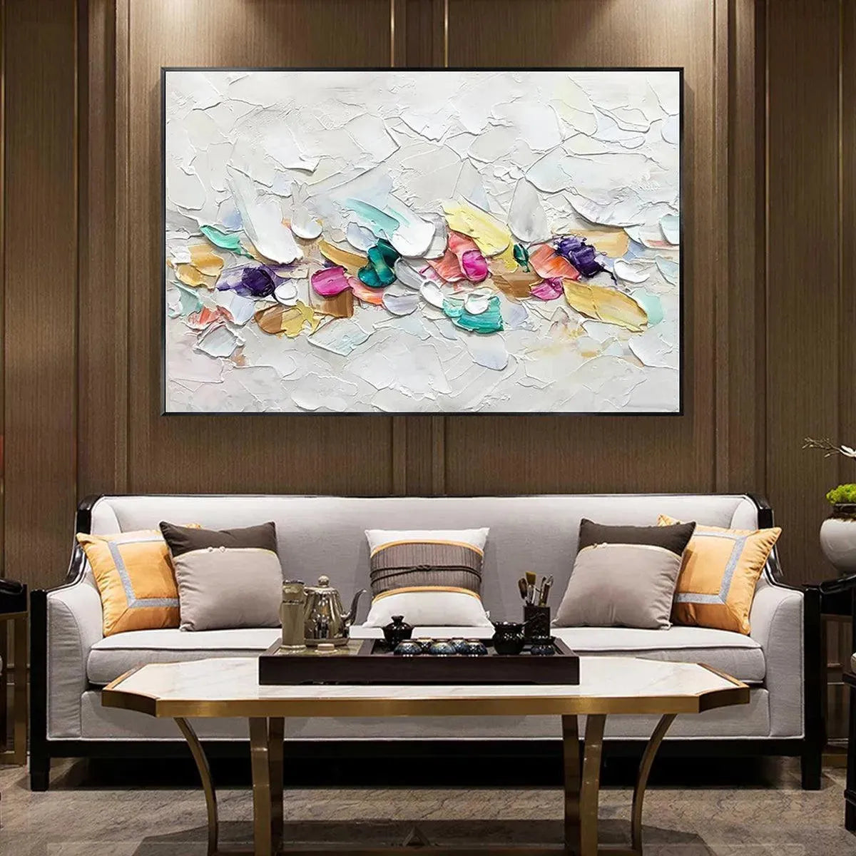 CONFETTI DREAM: Textured Abstract Painting in Pastel Rainbow - Image 2