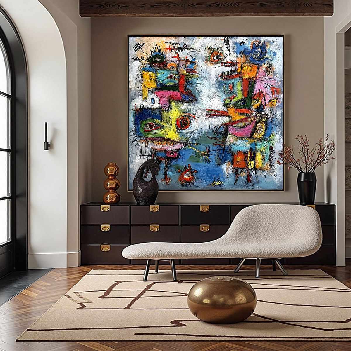 CONFRONTATION: Vibrant Abstract Figurative Expressionist Painting - Image 4