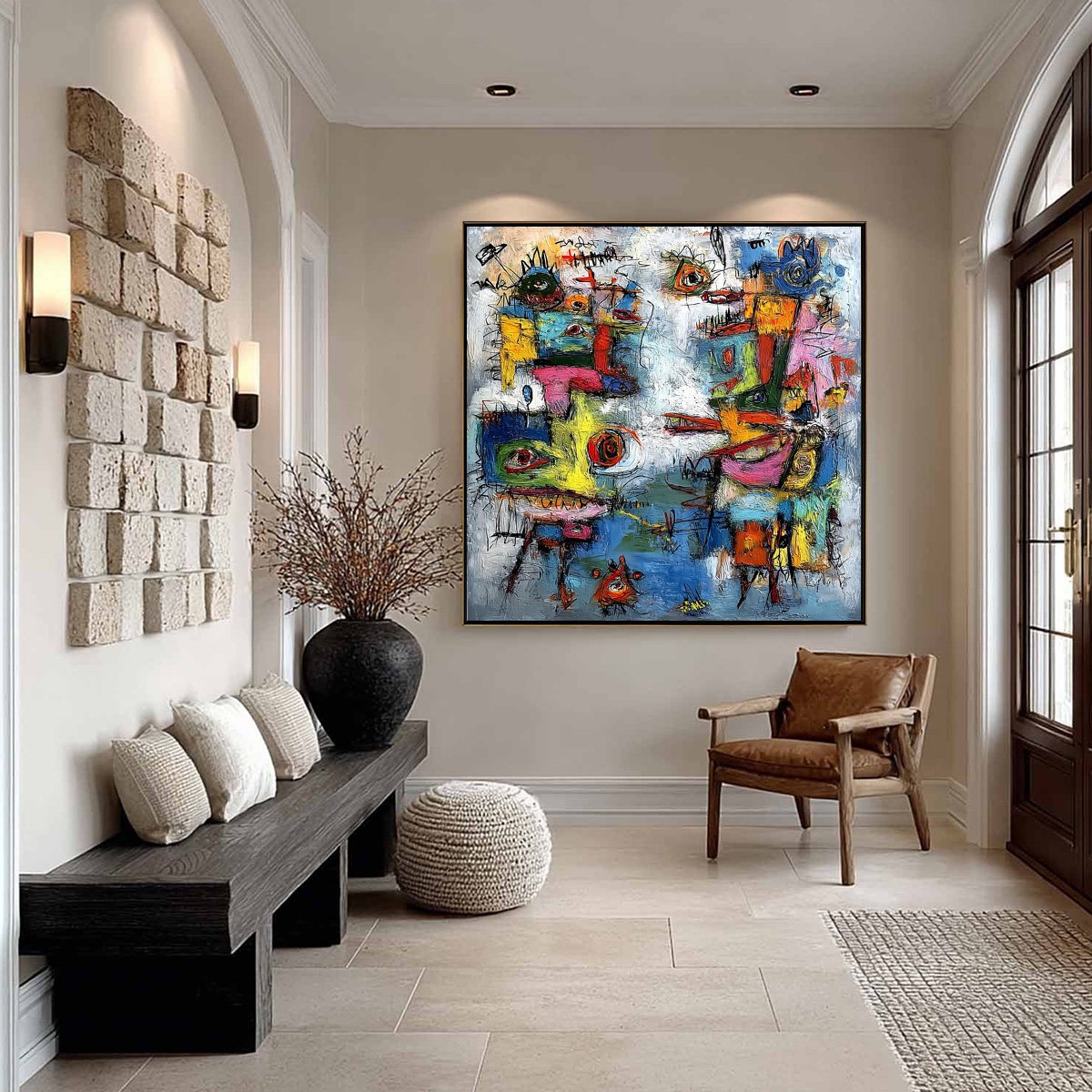 CONFRONTATION: Vibrant Abstract Figurative Expressionist Painting - Image 6