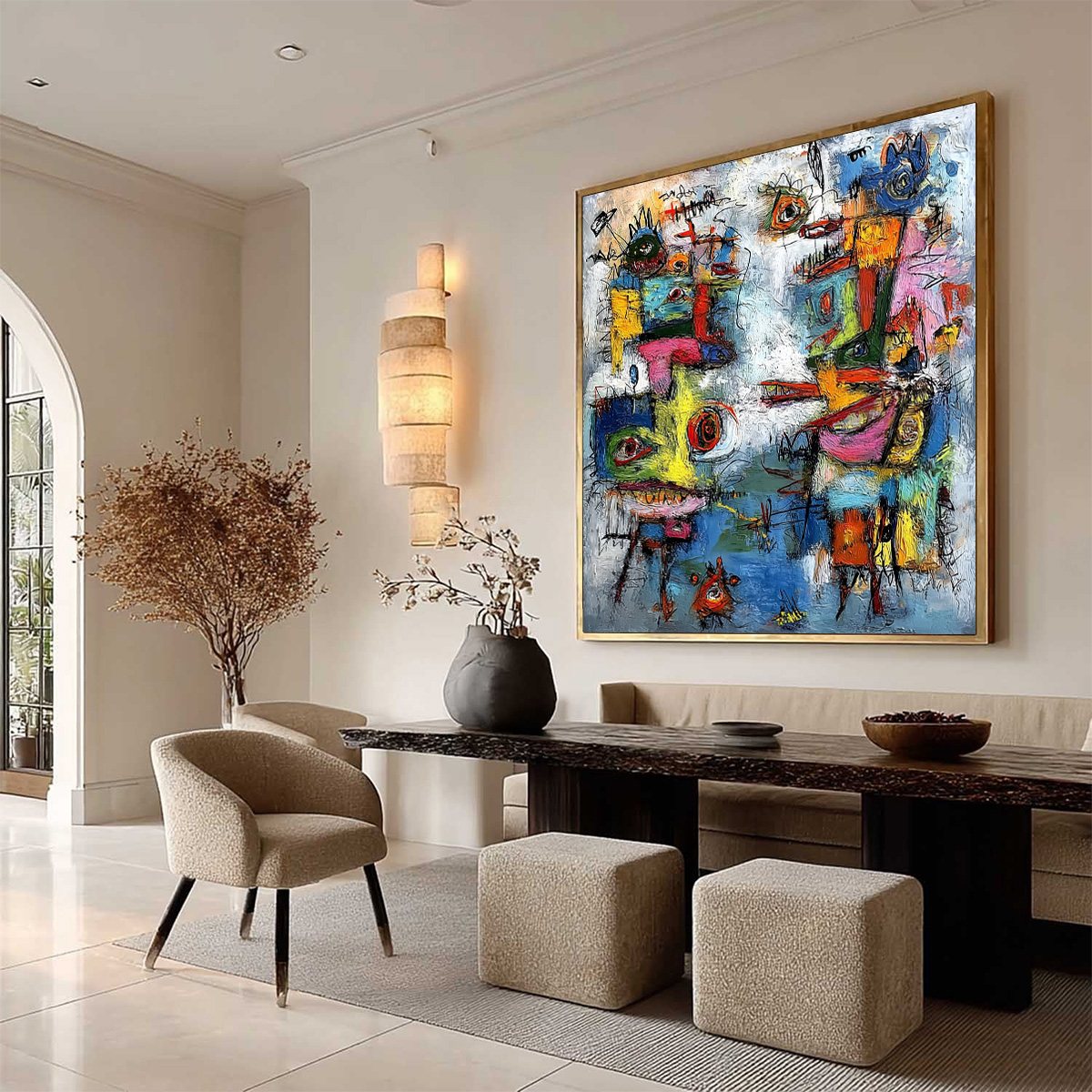 CONFRONTATION: Vibrant Abstract Figurative Expressionist Painting - Image 8