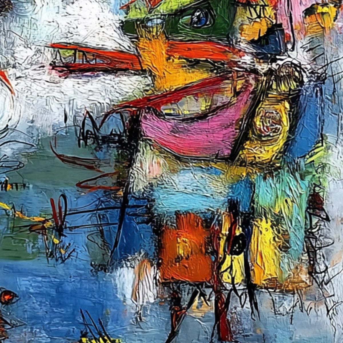 CONFRONTATION: Vibrant Abstract Figurative Expressionist Painting - Image 3