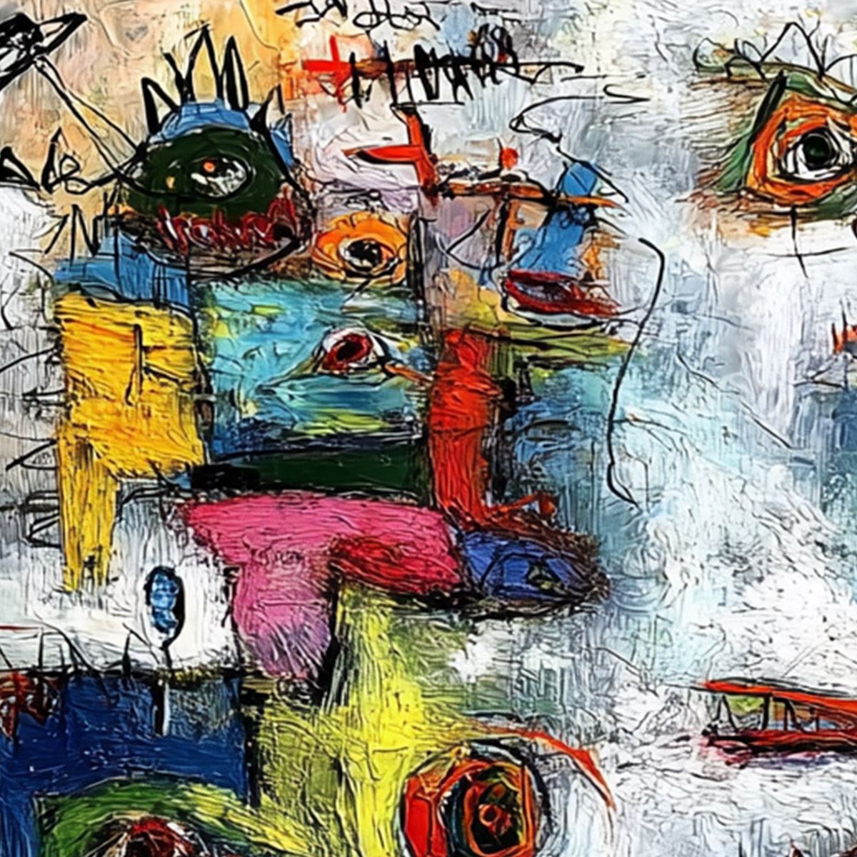 CONFRONTATION: Vibrant Abstract Figurative Expressionist Painting - Image 5