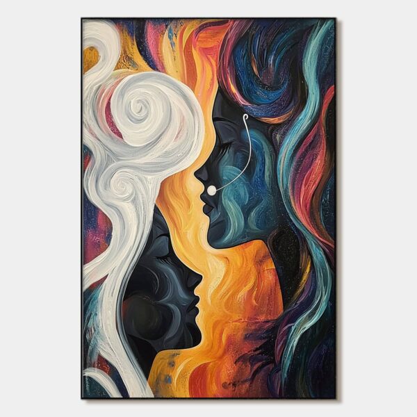 CONNECTED SOULS: Figurative Oil Painting of Two Faces