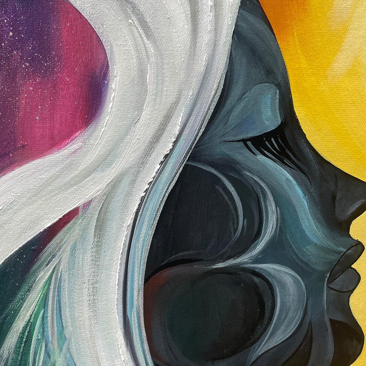 CONNECTED SOULS: Figurative Oil Painting of Two Faces - Image 3