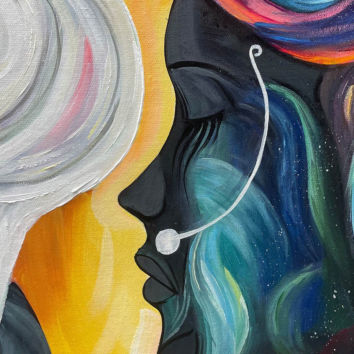 CONNECTED SOULS: Figurative Oil Painting of Two Faces - Image 6