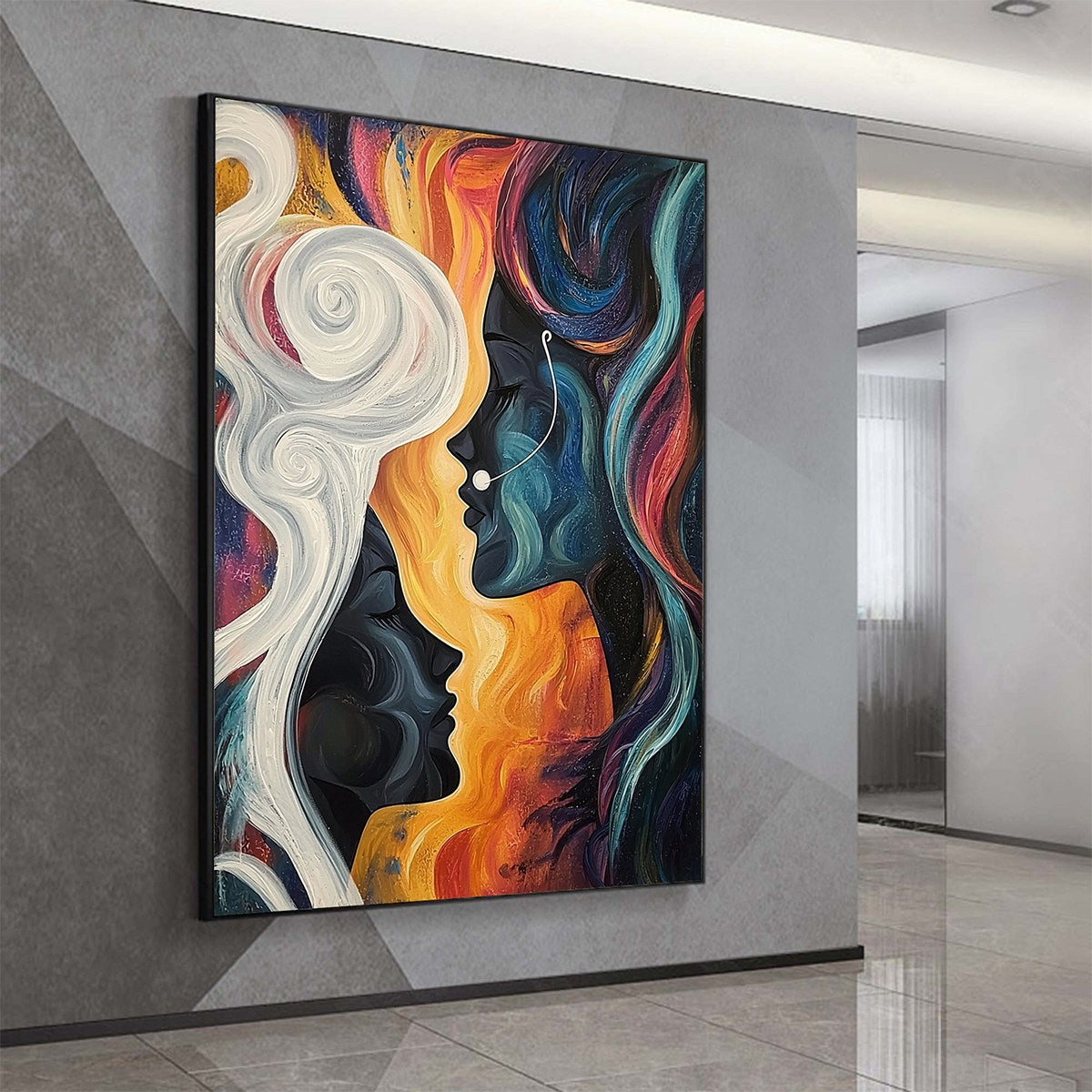 CONNECTED SOULS: Figurative Oil Painting of Two Faces - Image 4