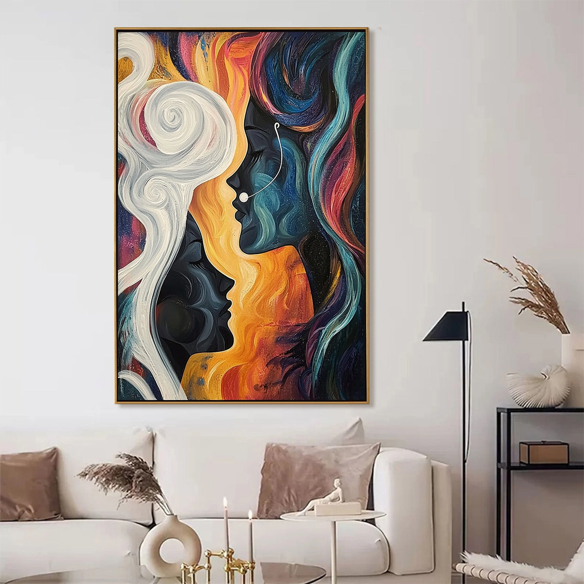 CONNECTED SOULS: Figurative Oil Painting of Two Faces - Image 2