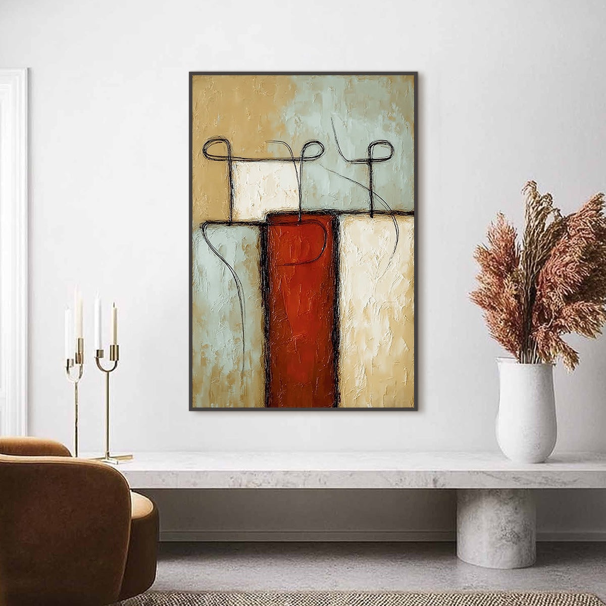 CONNECTION: Textured Minimalist Abstract Figurative Painting - Image 2