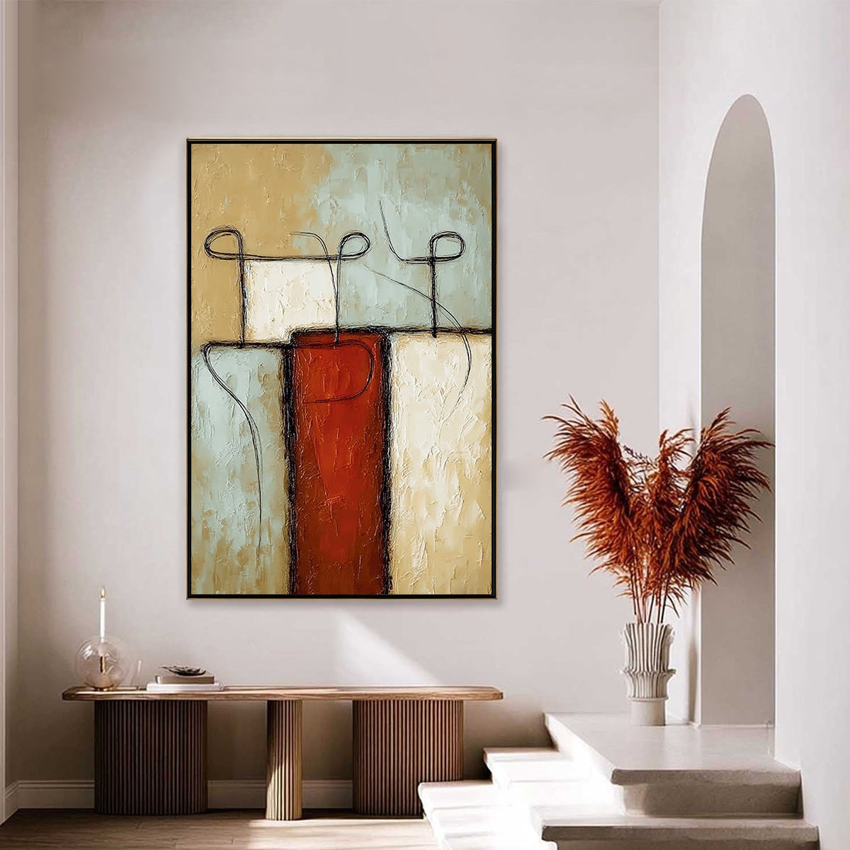 CONNECTION: Textured Minimalist Abstract Figurative Painting - Image 4