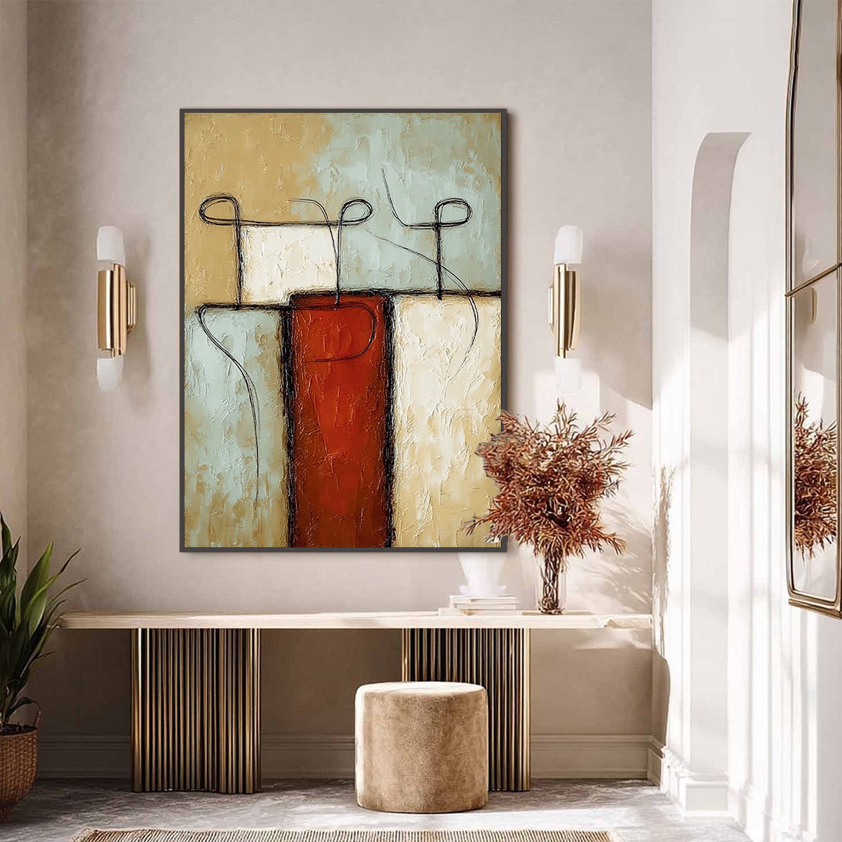 CONNECTION: Textured Minimalist Abstract Figurative Painting - Image 6