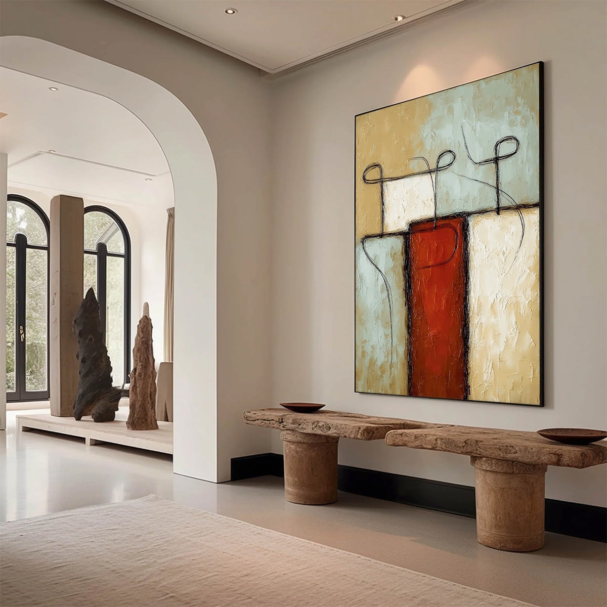 CONNECTION: Textured Minimalist Abstract Figurative Painting - Image 7