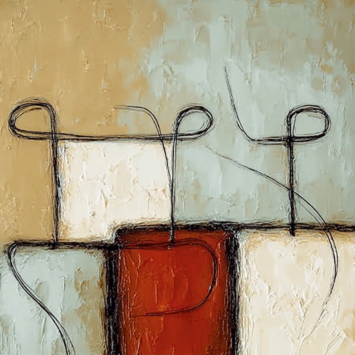 CONNECTION: Textured Minimalist Abstract Figurative Painting - Image 3