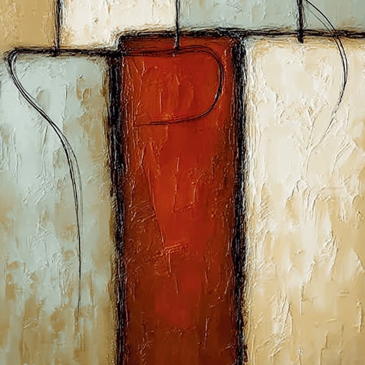 CONNECTION: Textured Minimalist Abstract Figurative Painting - Image 5