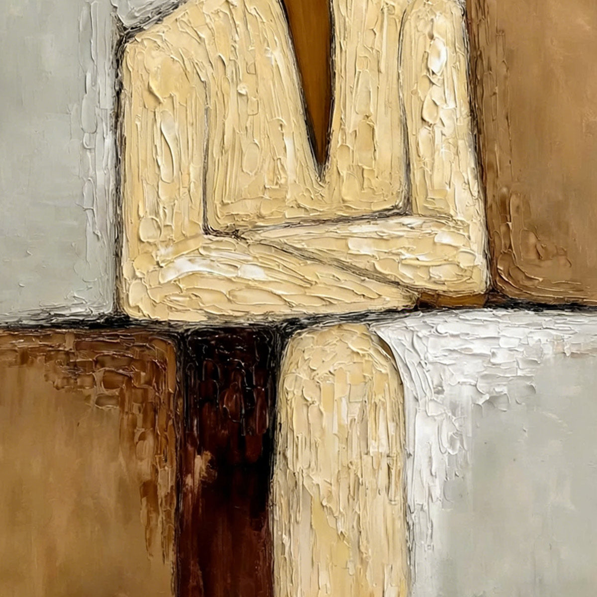 CONTEMPLATION: Textured Abstract Figurative Portrait Oil Painting - Image 5