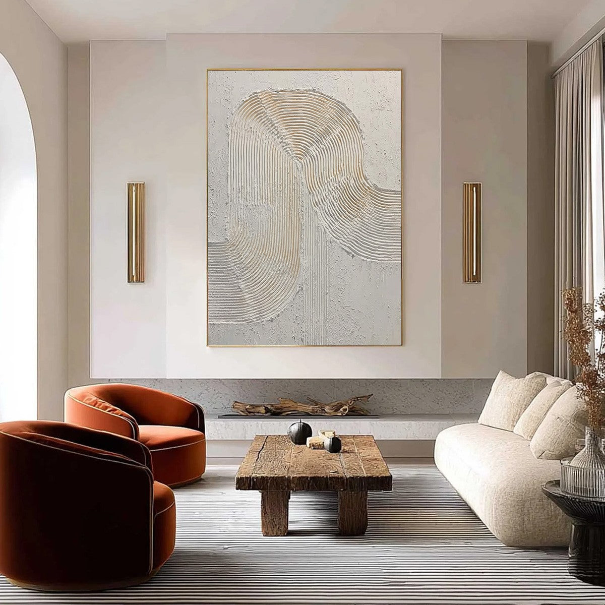 CONTINUUM: Textured Minimalist Abstract Painting in White and Beige - Image 2