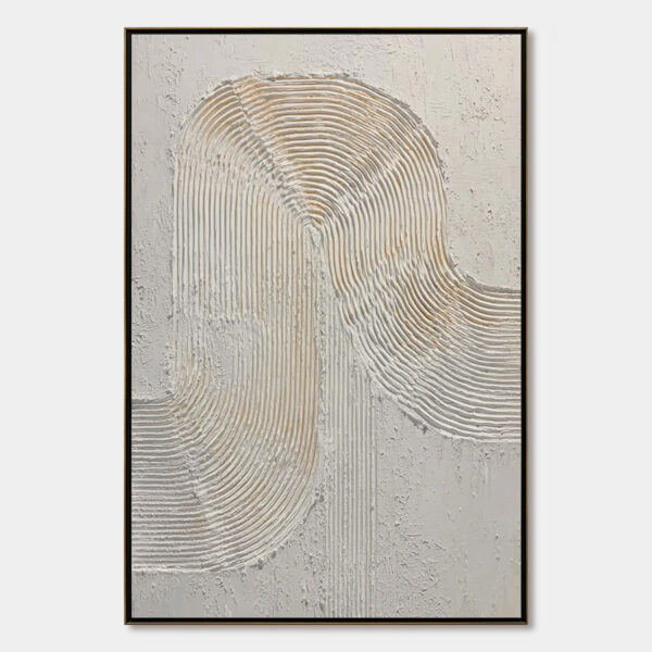 CONTINUUM: Textured Minimalist Abstract Painting in White and Beige