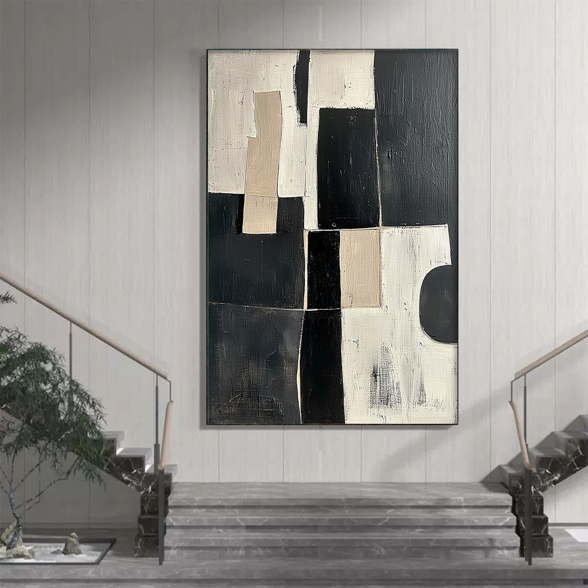 CONTRAST: Abstract Geometric Oil Painting - Image 7