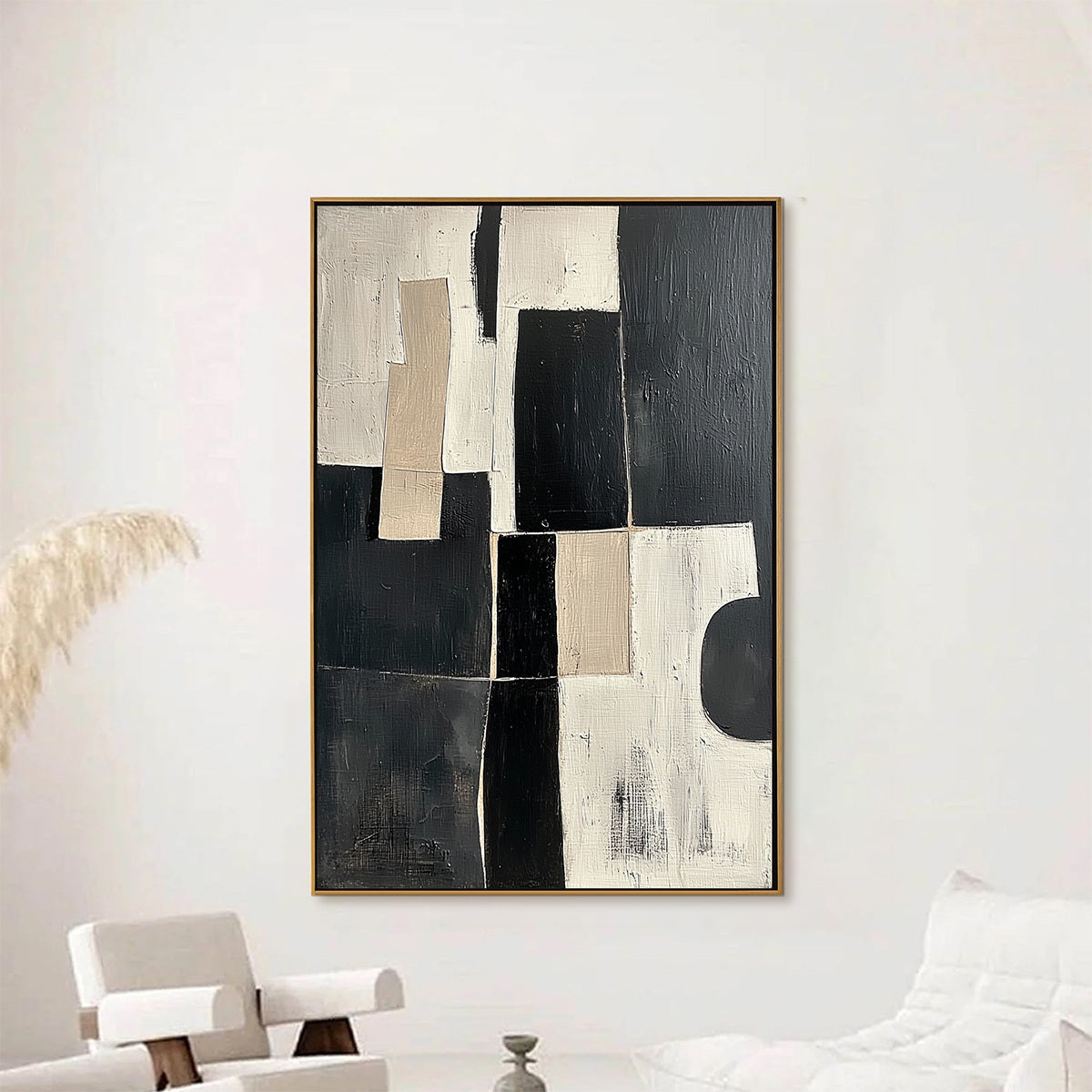 CONTRAST: Abstract Geometric Oil Painting - Image 2