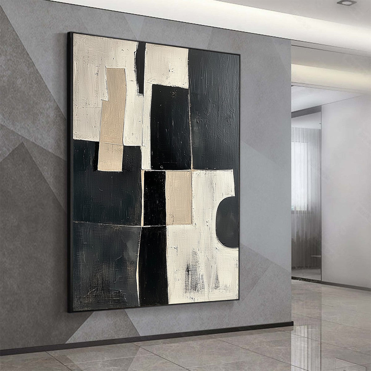 CONTRAST: Abstract Geometric Oil Painting - Image 4