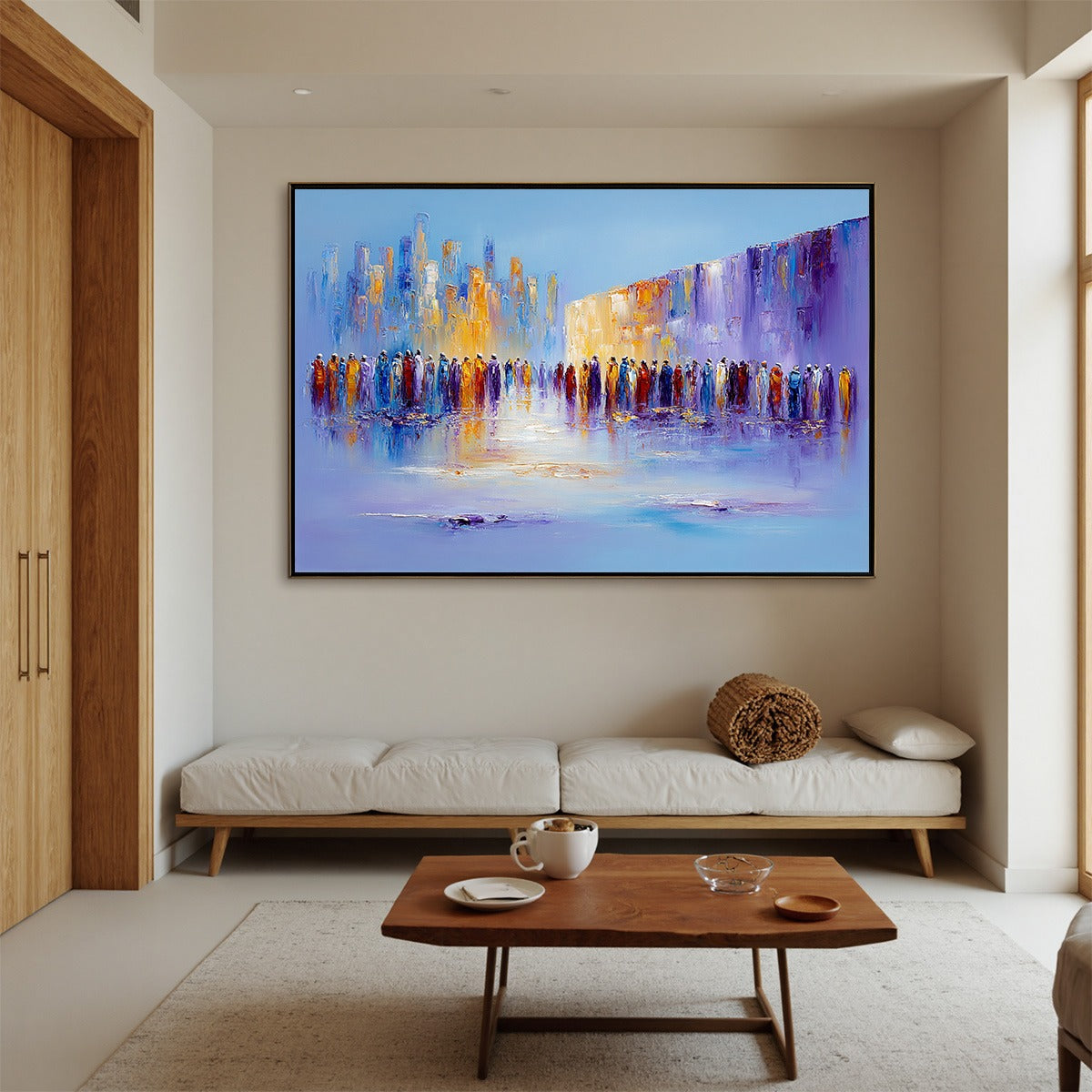 CONVERGENCE: Abstract Figurative Cityscape Palette Knife Painting - Image 4